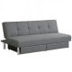 3-seat convertible sofa bed in gray with adjustable backrest and 2 large storage drawers for small apartments.