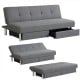 3-seat convertible sofa bed in gray with 2 large drawers and adjustable backrest angles for versatile comfort.
