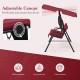 Three-seat outdoor patio canopy swing with cushioned seats and adjustable, water-resistant canopy for sun protection.