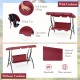 3-seat outdoor patio canopy swing with cushioned steel frame, featuring breathable Oxford cloth and decorative edge.