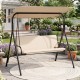 3-seat patio swing chair with adjustable canopy and removable beige cushions, perfect for outdoor lounging and.