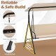 3-seat patio swing chair featuring a heavy-duty metal frame, adjustable canopy, and removable beige cushions for.