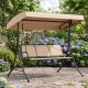 3-seat patio swing chair with adjustable beige canopy, ergonomic design, and durable powder-coated metal frame for.