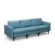 3-seat sectional sofa in blue with ergonomic design, metal legs, and armrest magazine pocket for living room comfort.