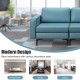 3-seat sectional sofa couch in blue with armrest magazine pocket and metal legs, ideal for living room or office use.