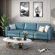 3-seat blue sectional sofa with armrest magazine pocket and metal legs, ideal for living room comfort and style.