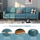 3-seat blue sectional sofa with removable cushion covers and armrest magazine pocket for living room convenience.