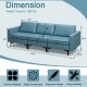 3-seat sectional sofa in blue with ergonomic design, metal legs, and armrest magazine pocket for versatile living.