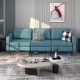 3-seat blue sectional sofa with armrest magazine pocket and metal legs, perfect for living room comfort and style.