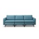 3-seat sectional sofa in blue with armrest magazine pocket and metal legs, designed for comfort and style in any space.