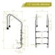 3-step stainless steel swimming pool ladder with anti-slip steps, curved handrails, and dimensions for easy.