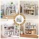 3-tier white wooden desktop bookshelf with raised guardrails, ideal for organizing books and items in kitchens or.