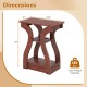 3-tier end table with charging station in cherry finish, featuring unique curved design and open storage shelves.