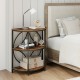 3-tier half round end table in rustic brown with metal frame, perfect for living room or bedroom storage and decor.