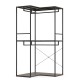 3-tier heavy duty clothes rack in black and brown with shelves and hanging rods, ideal for modern or rustic spaces.