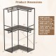 3-tier heavy duty clothes rack with black metal frame and brown wood-grain shelves, ideal for modern or rustic spaces.