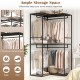 3-tier heavy duty clothes rack in black and brown with 2 hanging rods and shelves for organized storage in modern.
