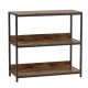 3-tier industrial bookshelf featuring rustic brown wooden shelves and a sturdy metal frame for stylish storage.