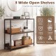 3-tier industrial bookshelf with rustic brown wooden shelves and metal frame, ideal for organizing decor and essentials.