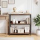 3-tier industrial bookshelf featuring rustic brown wooden shelves and a sturdy metal frame, perfect for home decor.