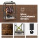 3-tier industrial side table in rustic brown with V-shaped bookshelf, adjustable feet, and solid steel frame for.