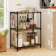 3-tier black metal storage shelving unit showcasing reinforced V-shaped mesh design, perfect for pantry organization.