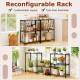 3-tier black metal storage shelving unit with adjustable shelves and V-shaped wire rack for versatile organization.
