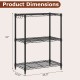 3-tier black metal storage shelving unit with adjustable shelves, V-shaped wire rack, and 450 lbs capacity for.