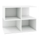 3-tier modern S-shaped end table in white with 4 storage cubes, ideal for living room organization and decor.