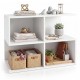 Modern 3-tier white end table with four storage cubes, ideal for living room organization and decorative display.