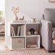 Modern 3-tier S-shaped end table in white with four storage cubes, ideal for living room organization and decor.