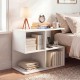 Modern 3-tier S-shaped end table in white with 4 storage cubes, ideal as a nightstand or sofa side table.