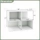 3-tier modern S-shaped end table in white with 4 storage cubes, ideal for living room or as a nightstand.