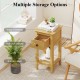 3-tier nightstand with pull-out drawer and bottom shelf, made of solid wood, perfect for living room or bedroom storage.