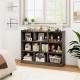3-tier open bookcase in gray with 8 cubes, perfect for storage and display in living room or kid's room.