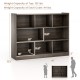 3-tier open bookcase in gray with 8 cubes, showcasing dimensions and weight capacity, ideal for versatile storage.