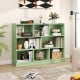 Green 3-tier open bookcase showcasing 8 cubes, ideal for displaying decor or storing items in a stylish living space.