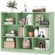 3-tier open bookcase in green featuring 8-cube storage for books and toys, ideal for living room or kid's room.