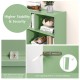 3-tier open bookcase in green with reinforced back design and anti-tipping device for enhanced stability and security.