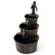 3-tier outdoor barrel waterfall fountain featuring a decorative water pump, designed for tranquil garden settings with soothing sounds.