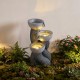 Three-tier outdoor water fountain with LED lights, resin construction, and cascading design for patio or deck.