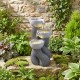 3-tier outdoor water fountain with LED lights, resin construction, cascading design for patio or deck relaxation.