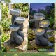3-tier outdoor water fountain with LED lights, showcasing cascading water flow and branch-like texture for patio decor.