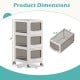 3-tier plastic drawer storage organizer cart with lockable wheels, dimensions 28"x16.5"x11", ideal for home or office.