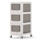 3-tier plastic drawer storage organizer cart with lockable wheels, ideal for office and home organization.