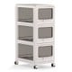 3-tier rolling cart with three drawers, made of premium PP, ideal for organizing office and kitchen supplies.