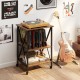 3-tier record player stand with adjustable shelves, built-in charging station, and stylish metal frame for organized.