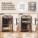 3-tier record player stand with adjustable shelves, removable dividers, and built-in charging station for organized.