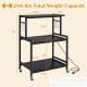 3-tier black rolling microwave cart dimensions are 23.5" L x 16" W x 34" H, designed for versatile kitchen use.