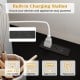 3-tier black rolling microwave cart with power outlet, 10 hooks, and lockable wheels for versatile kitchen organization.
